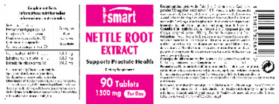Photo of the SuperSmart Nettle Root Extract 1500 mg label