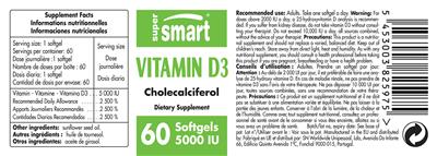 Photo of the SuperSmart Vitamin D3 5000 IU label