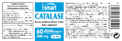 Photo of the SuperSmart Catalase 500 mg label