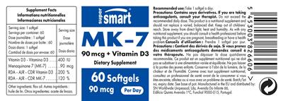 Photo of the SuperSmart MK-7 90 mcg +Vitamin D3 90 mcg label