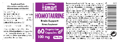 Photo of the SuperSmart Homotaurine 100 mg label
