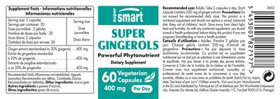 Photo of the SuperSmart Super Gingerols 400 mg label