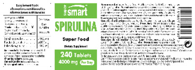 Photo of the SuperSmart Spirulina 4000 mg label