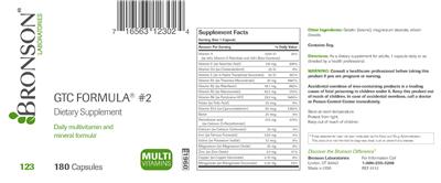 Photo of the Bronson Laboratories GTC Formula #2 label