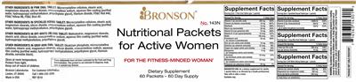 Photo of the Bronson Nutritional Packets for Active Women Speckled Vitamin label