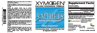Photo of the XYMOGEN 5-MTHF ES label