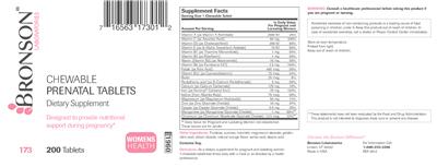 Photo of the Bronson Laboratories Chewable Prenatal Tablets label