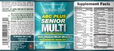 Photo of the Puritan's Pride ABC Plus Senior Multi label