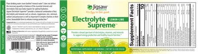Photo of the Jigsaw Health Electrolyte Supreme Lemon-Lime label