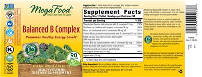 Photo of the MegaFood Balanced B Complex label