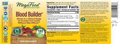 Photo of the MegaFood Blood Builder label