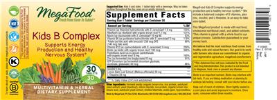Photo of the MegaFood Kids B Complex label