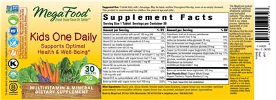 Photo of the MegaFood Kids One Daily label