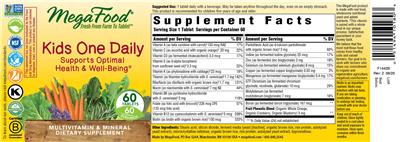 Photo of the MegaFood Kids One Daily label