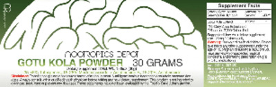 Photo of the Nootropics Depot Gotu Kola Powder label