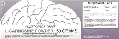 Photo of the Nootropics Depot L-Carnosine Powder label