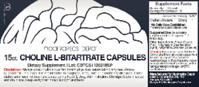 Photo of the Nootropics Depot Choline L-Bitartrate Capsules label