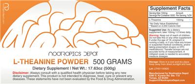 Photo of the Nootropics Depot L-Theanine Powder label