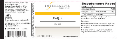 Photo of the Integrative Therapeutics CoQ10 100 mg label
