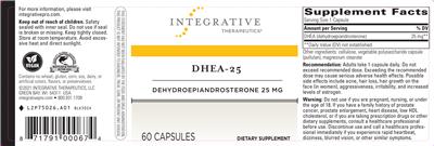 Photo of the Integrative Therapeutics DHEA-25 label