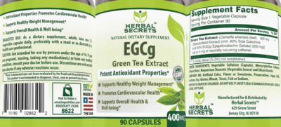 Photo of the Herbal Secrets EGCg Green Tea Extract 400 mg label