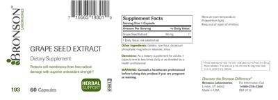 Photo of the Bronson Laboratories Grape Seed Extract label