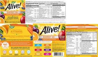 Photo of the Nature's Way Alive! Energy 50+ label