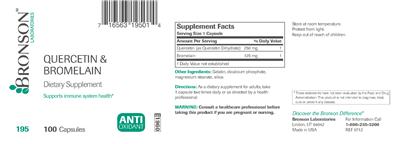 Photo of the Bronson Laboratories Quercetin & Bromelain label
