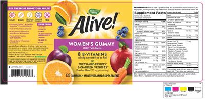 Photo of the Nature's Way Alive! Women's Gummy Multivitamin Mixed Berry label