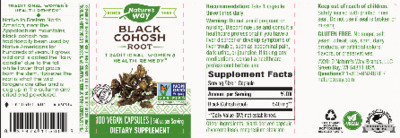 Photo of the Nature's Way Black Cohosh Root 540 mg label