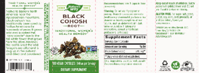 Photo of the Nature's Way Black Cohosh Root 540 mg label