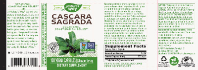 Photo of the Nature's Way Cascara Sagrada 270 mg label