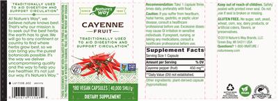 Photo of the Nature's Way Cayenne Fruit label