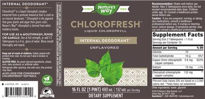 Photo of the Nature's Way Chlorofresh Unflavored label