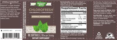 Photo of the Nature's Way Chlorofresh 100 mg label