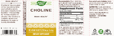 Photo of the Nature's Way Choline 500 mg label