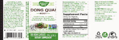 Photo of the Nature's Way Dong Quai Root 1,130 mg label