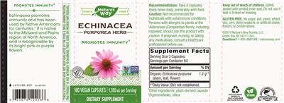 Photo of the Nature's Way Echinacea Purpurea Herb 1,200 mg label
