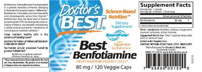 Best Benfotiamine 80 mg