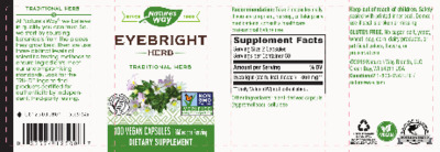 Photo of the Nature's Way Eyebright Herb 860 mg label