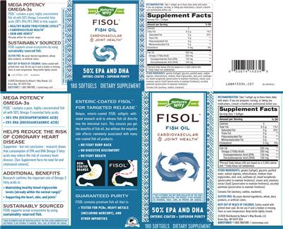 Photo of the Nature's Way Fisol Fish Oil label