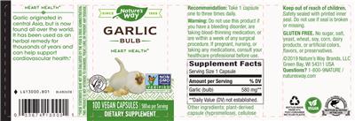 Photo of the Nature's Way Garlic Bulb 580 mg label