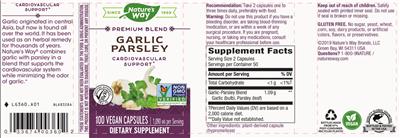 Photo of the Nature's Way Garlic Parsley 1,090 mg label