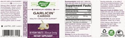 Photo of the Nature's Way Garlicin Cardio 350 mg label