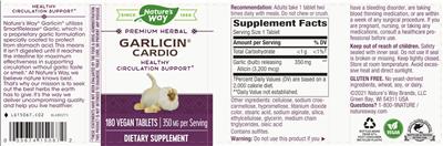 Photo of the Nature's Way Garlicin Cardio 350 mg label