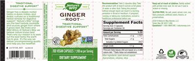 Photo of the Nature's Way Ginger Root 1,100 mg label