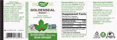 Photo of the Nature's Way Goldenseal Root 1,140 mg label