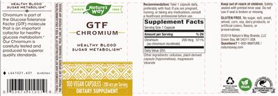 Photo of the Nature's Way GTF Chromium 200 mcg label