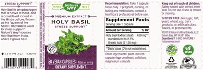 Photo of the Nature's Way Holy Basil 450 mg label