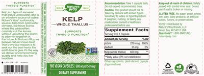 Photo of the Nature's Way Kelp Whole Thallus 600 mg label
